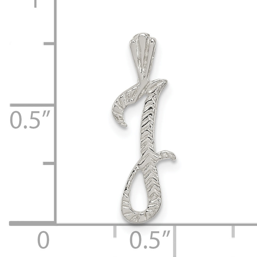 Sterling Silver Polished & Textured Letter J Initial Chain Slide