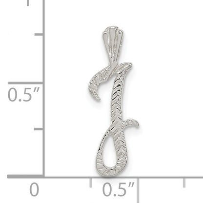 Sterling Silver Polished & Textured Letter J Initial Chain Slide