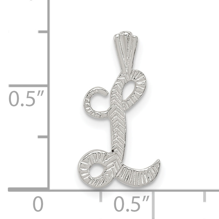 Sterling Silver Polished & Textured Letter L Initial Chain Slide