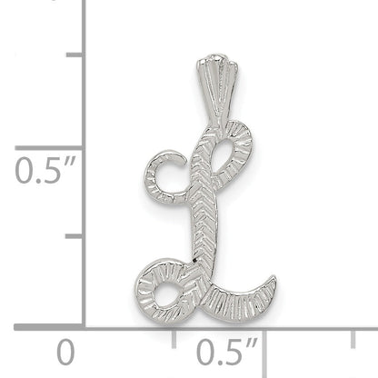 Sterling Silver Polished & Textured Letter L Initial Chain Slide