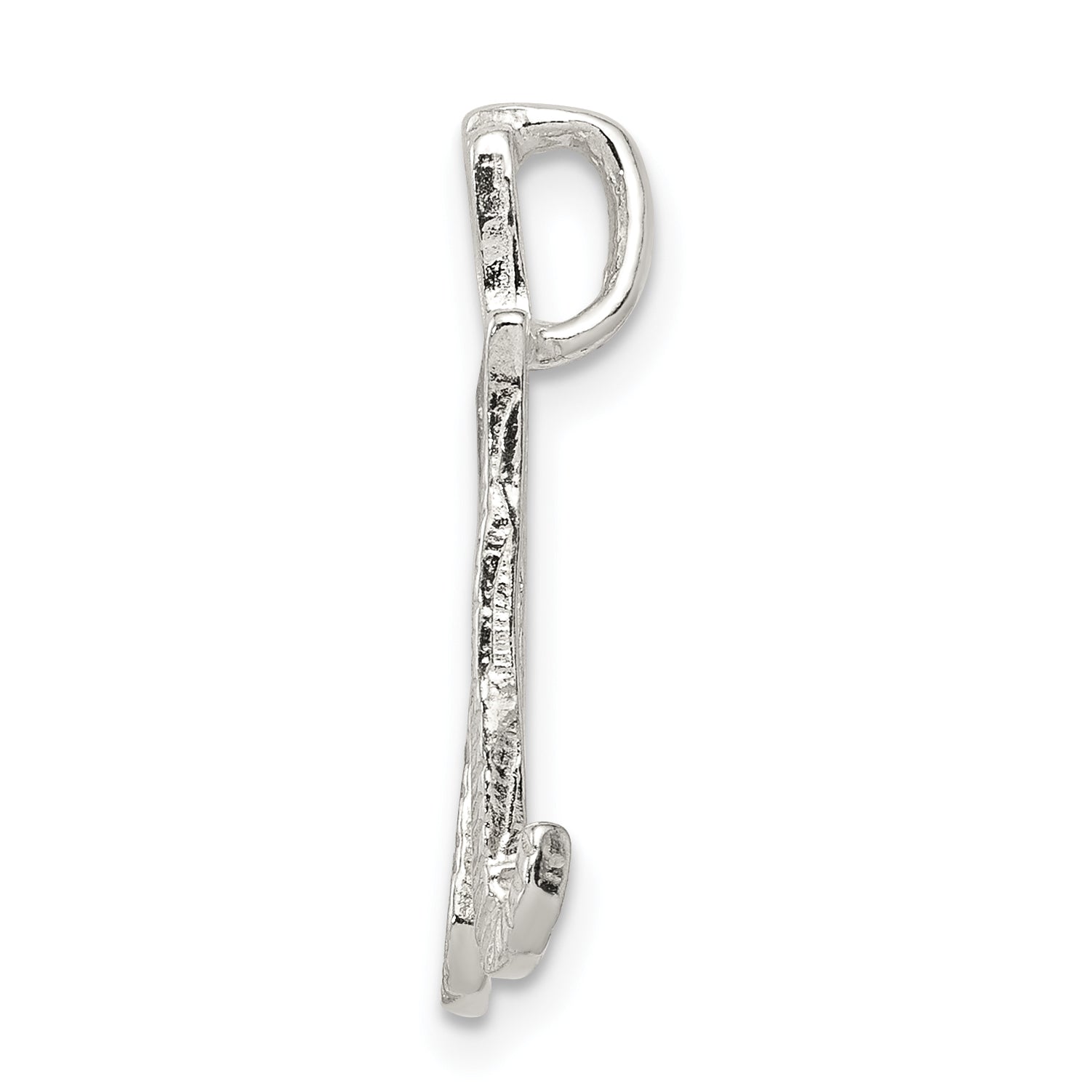Sterling Silver Polished & Textured Letter M Initial Chain Slide
