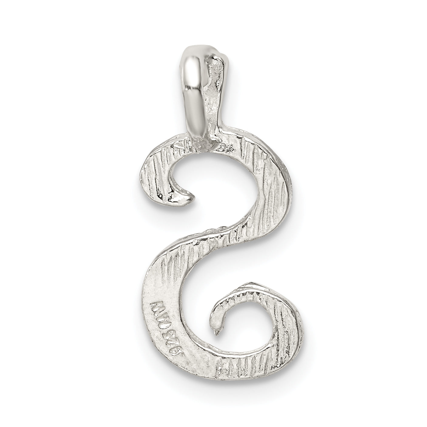Sterling Silver Polished & Textured Letter S Initial Chain Slide