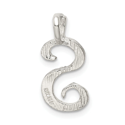 Sterling Silver Polished & Textured Letter S Initial Chain Slide