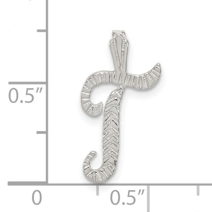 Sterling Silver Polished & Textured Letter T Initial Chain Slide