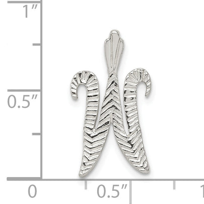 Sterling Silver Polished & Textured Letter W Initial Chain Slide