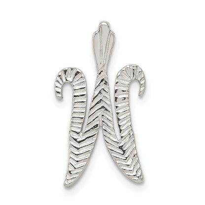 Sterling Silver Polished & Textured Letter W Initial Chain Slide