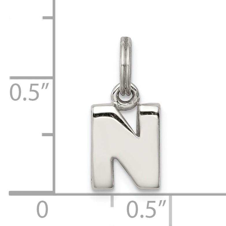 Sterling Silver Letter N Initial Charm