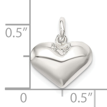 Sterling Silver Polished Puff Heart Charm