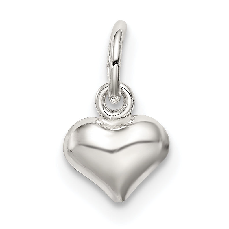 Sterling Silver Polished Puff Heart Charm