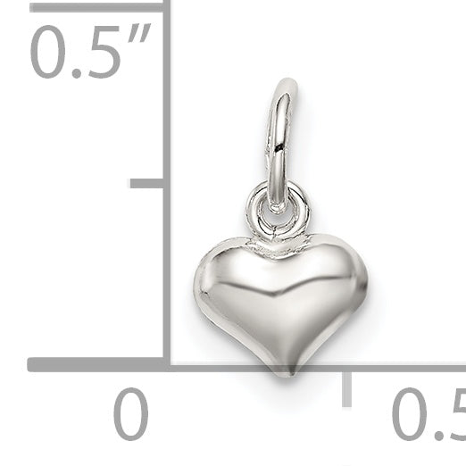 Sterling Silver Polished Puff Heart Charm