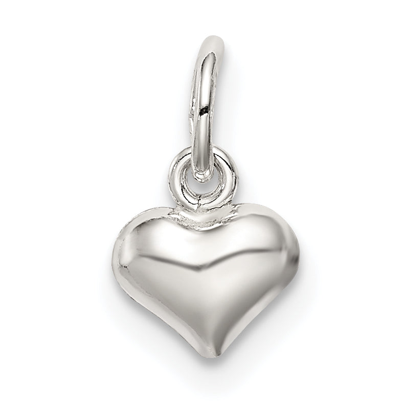Sterling Silver Polished Puff Heart Charm