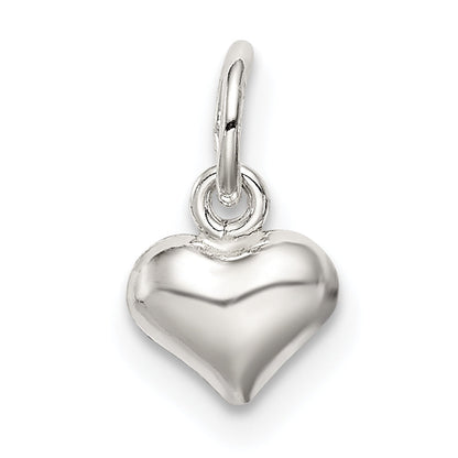 Sterling Silver Polished Puff Heart Charm