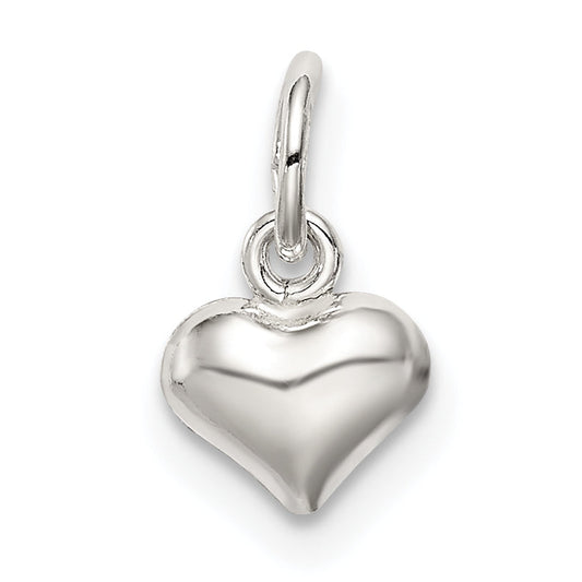 Sterling Silver Polished Puff Heart Charm