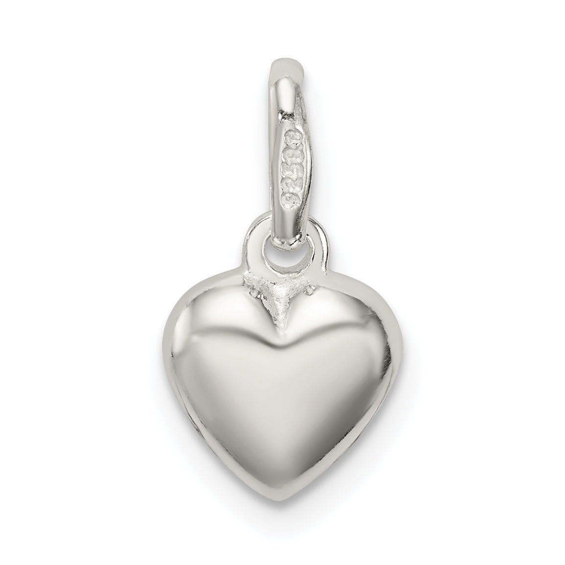 Sterling Silver Polished Puff Heart Charm