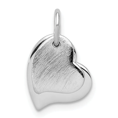 Sterling Silver Rhodium-Plated Satin And Polished Two Piece Heart Pendant