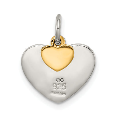 Sterling Silver Gold-Plated Textured Love Charm Pendant