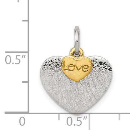 Sterling Silver Gold-Plated Textured Love Charm Pendant