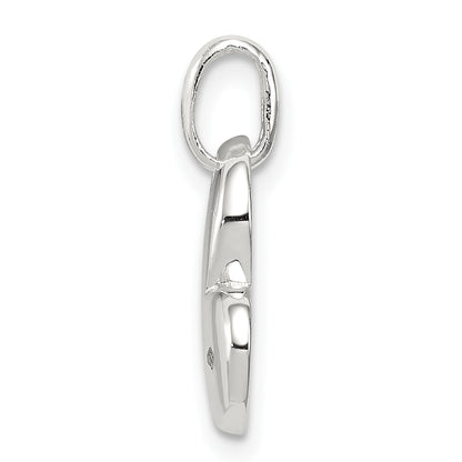 Sterling Silver Polished Diamond Heart Pendant