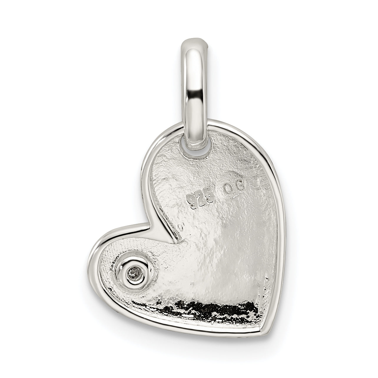 Sterling Silver Polished Diamond Heart Pendant