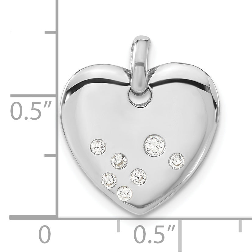 Sterling Silver Polished Cz Heart Pendant