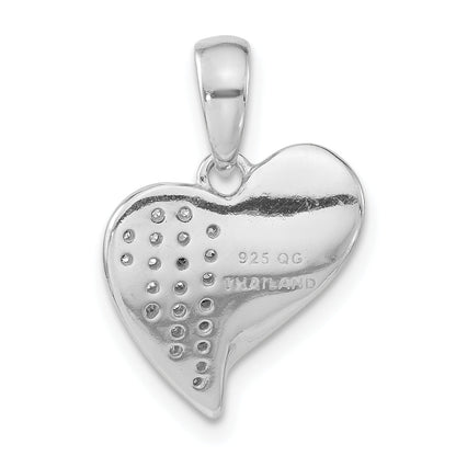 Sterling Silver Polished Cz Heart Pendant