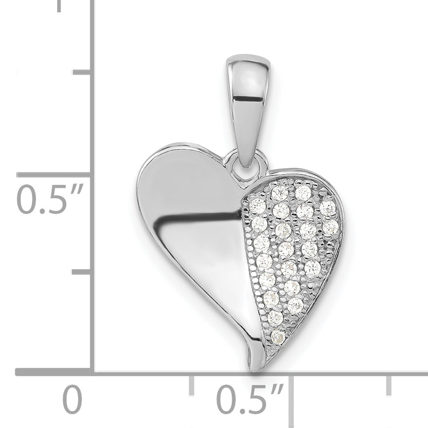 Sterling Silver Polished Cz Heart Pendant