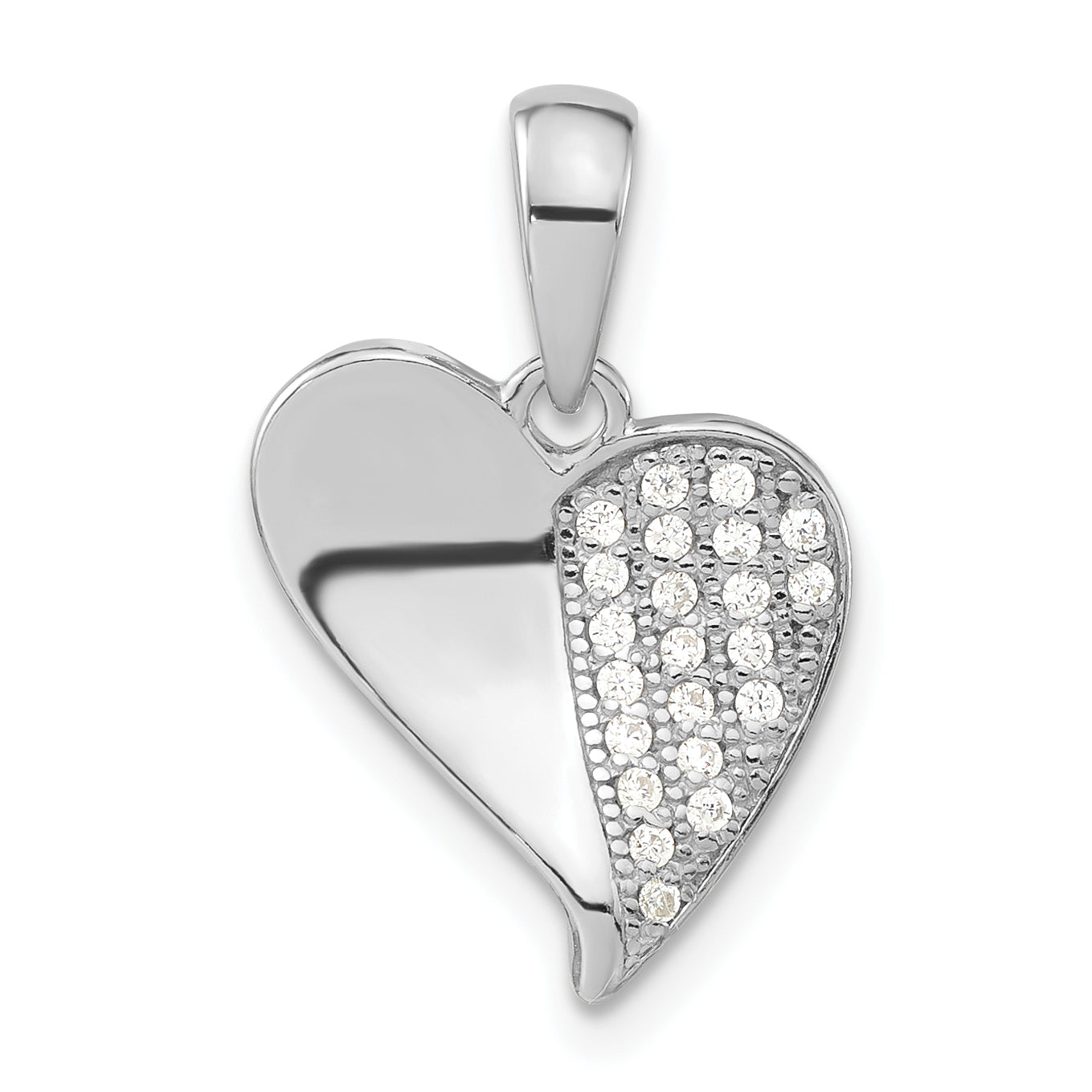 Sterling Silver Polished Cz Heart Pendant