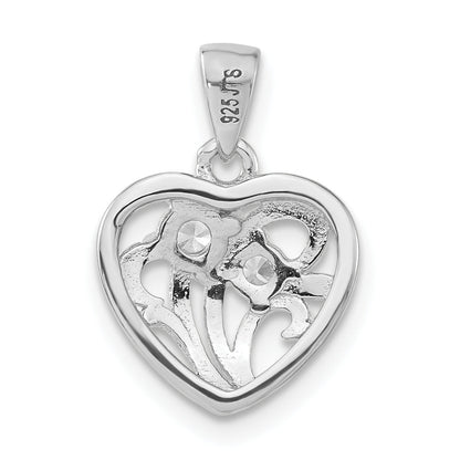 Sterling Silver Polished Cz Heart Pendant