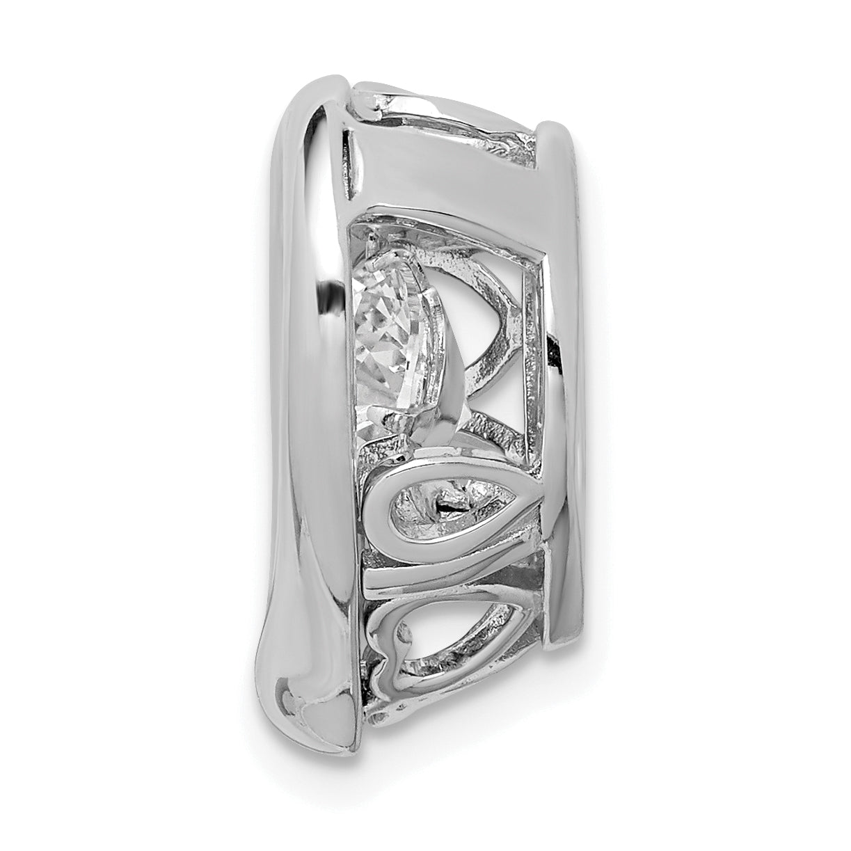 Sterling Silver Platinum-Plate Swar Zirconia Vibrant Cz Heart Pendant