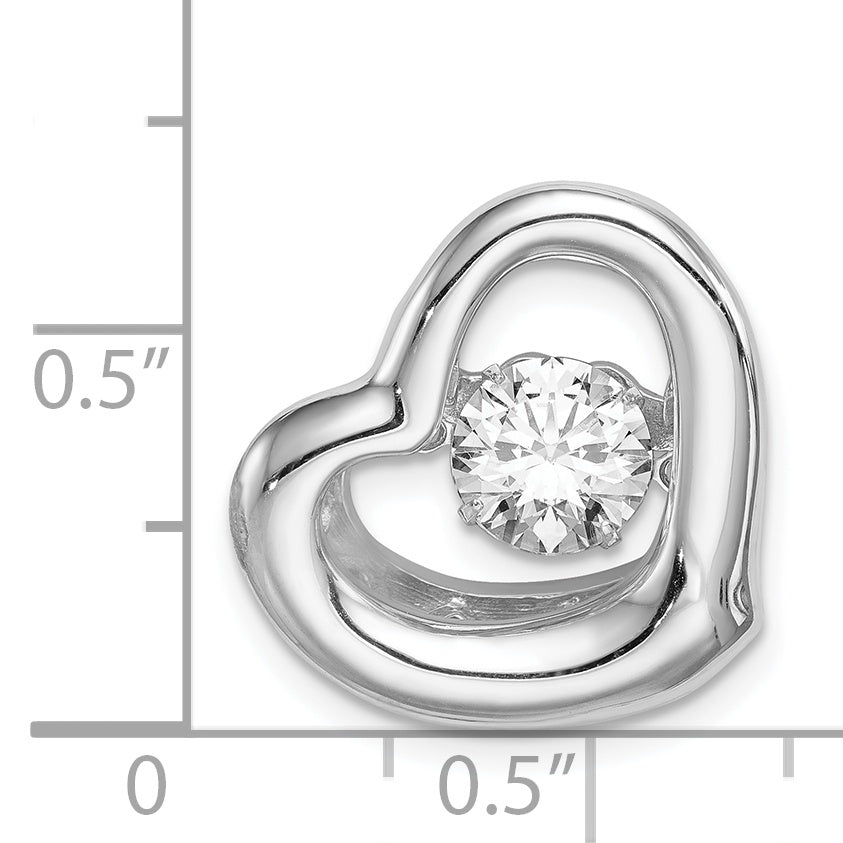 Sterling Silver Platinum-Plate Swar Zirconia Vibrant Cz Heart Pendant