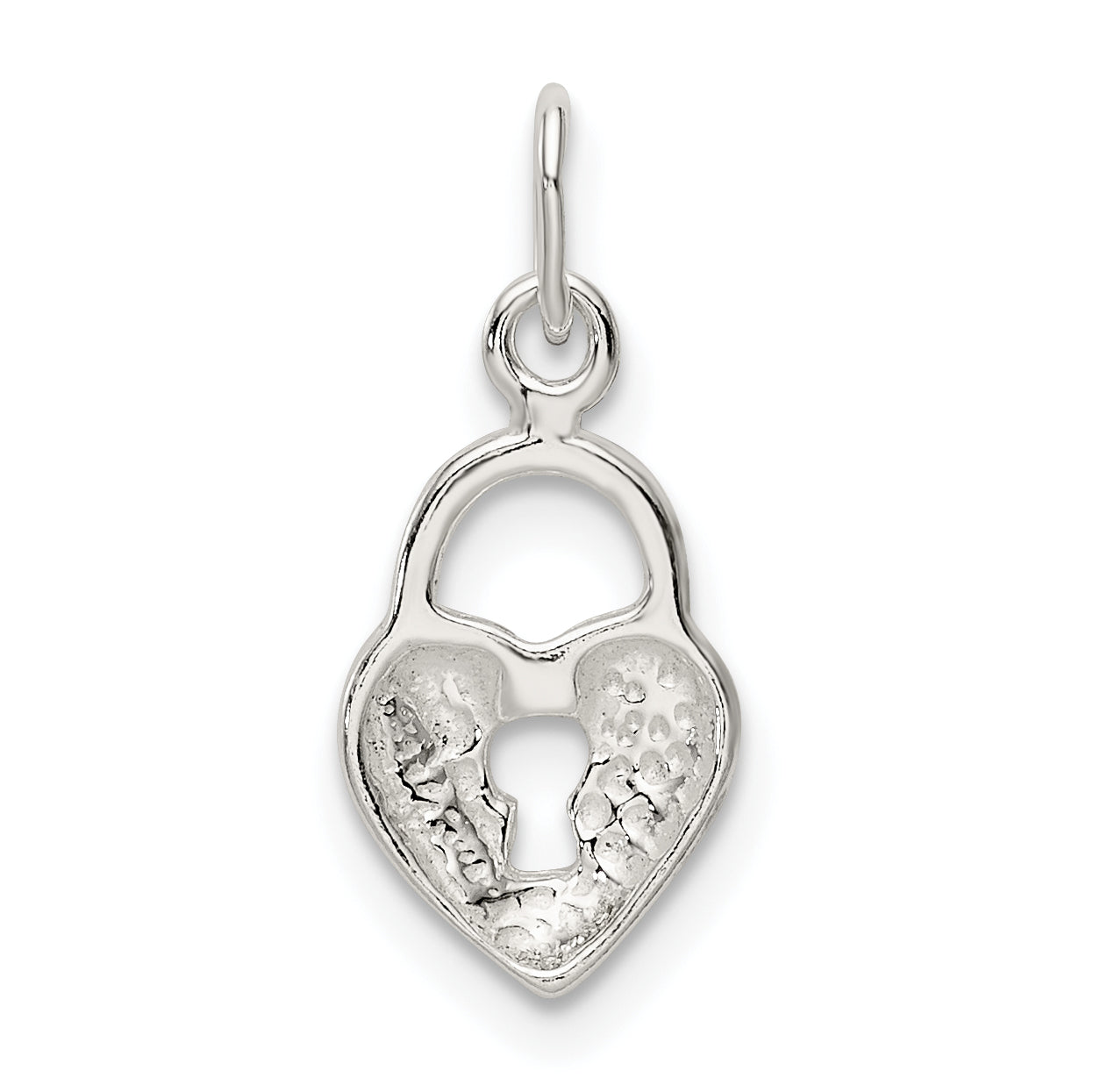 Sterling Silver Polished Heart Lock Charm