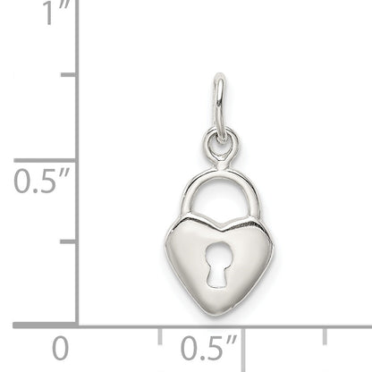 Sterling Silver Polished Heart Lock Charm