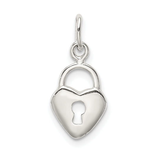 Sterling Silver Polished Heart Lock Charm