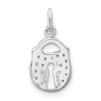 Sterling Silver Polished Cz Key Lock Charm