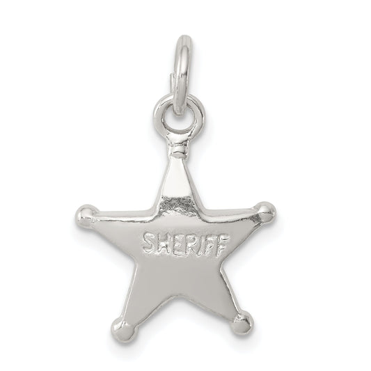 Sterling Silver Sheriff'S Badge Charm