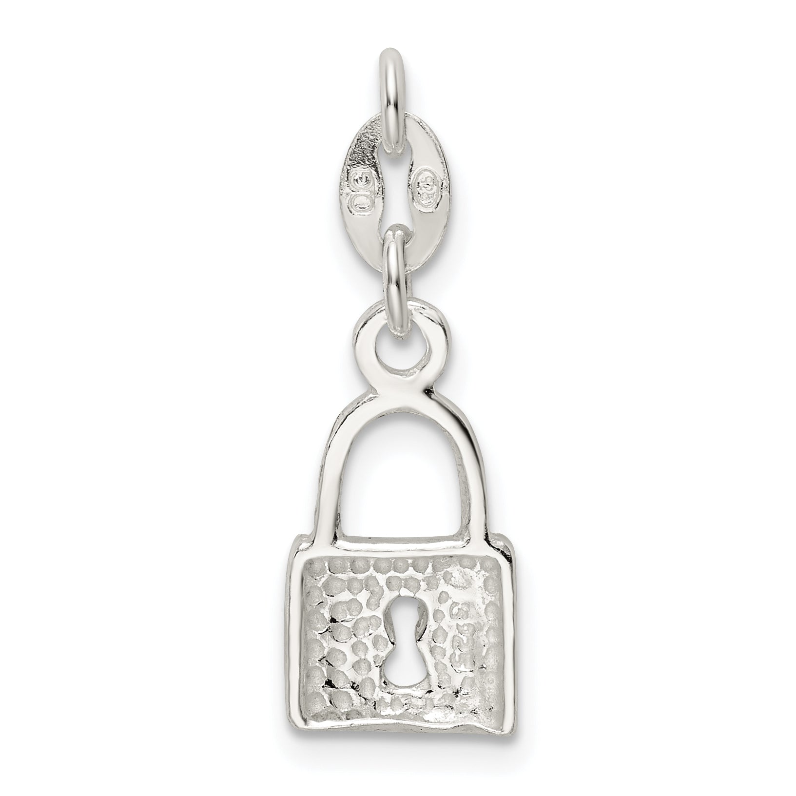 Sterling Silver Polished Lock & Key Charm