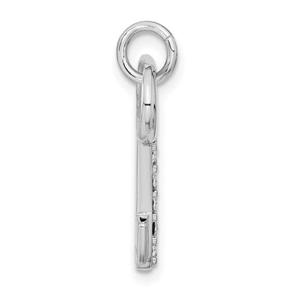 Sterling Silver Rhodium-Plated Key W/Crystal Pendant
