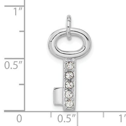 Sterling Silver Rhodium-Plated Key W/Crystal Pendant