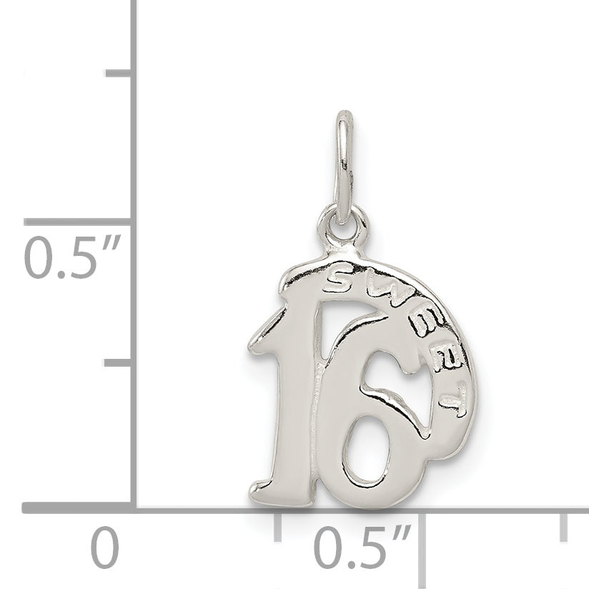 Sterling Silver Polished Sweet 16 Charm