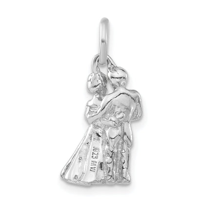 Sterling Silver 3-D Polished Bride & Groom Embracing Pendant