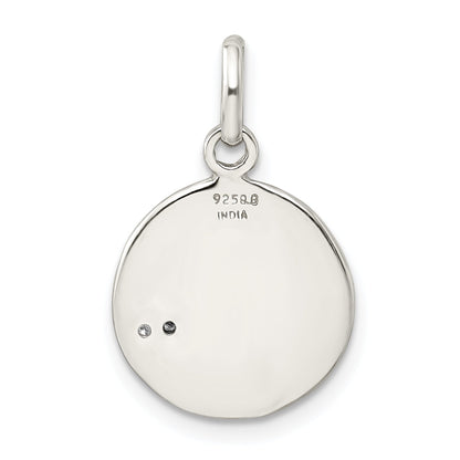 Sterling Silver Polished And Diamond-Cut Love Cz Charm