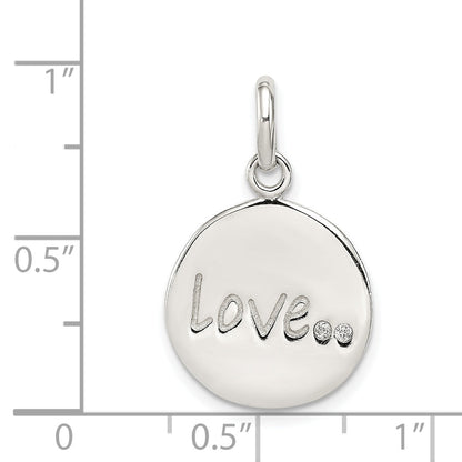 Sterling Silver Polished And Diamond-Cut Love Cz Charm