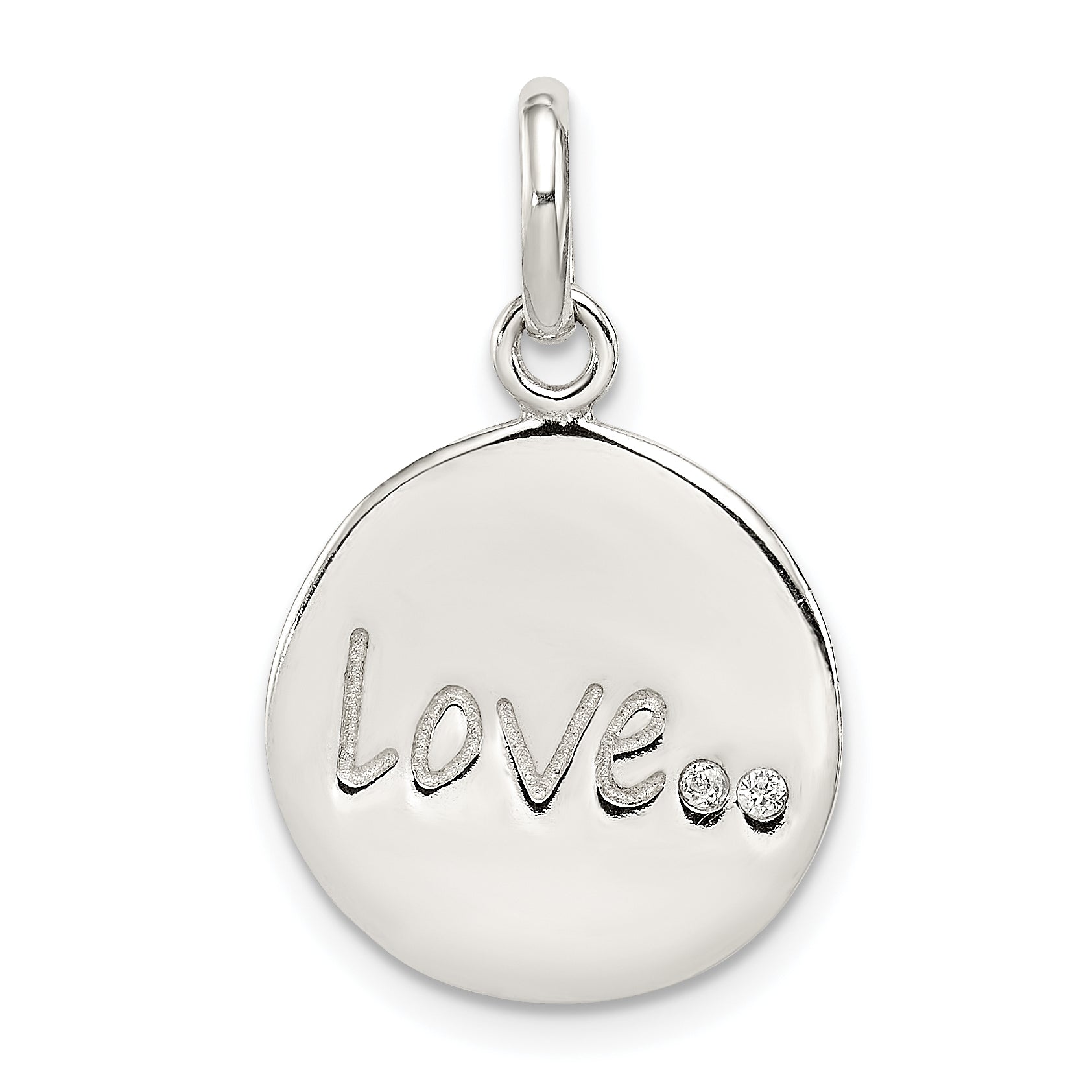 Sterling Silver Polished And Diamond-Cut Love Cz Charm