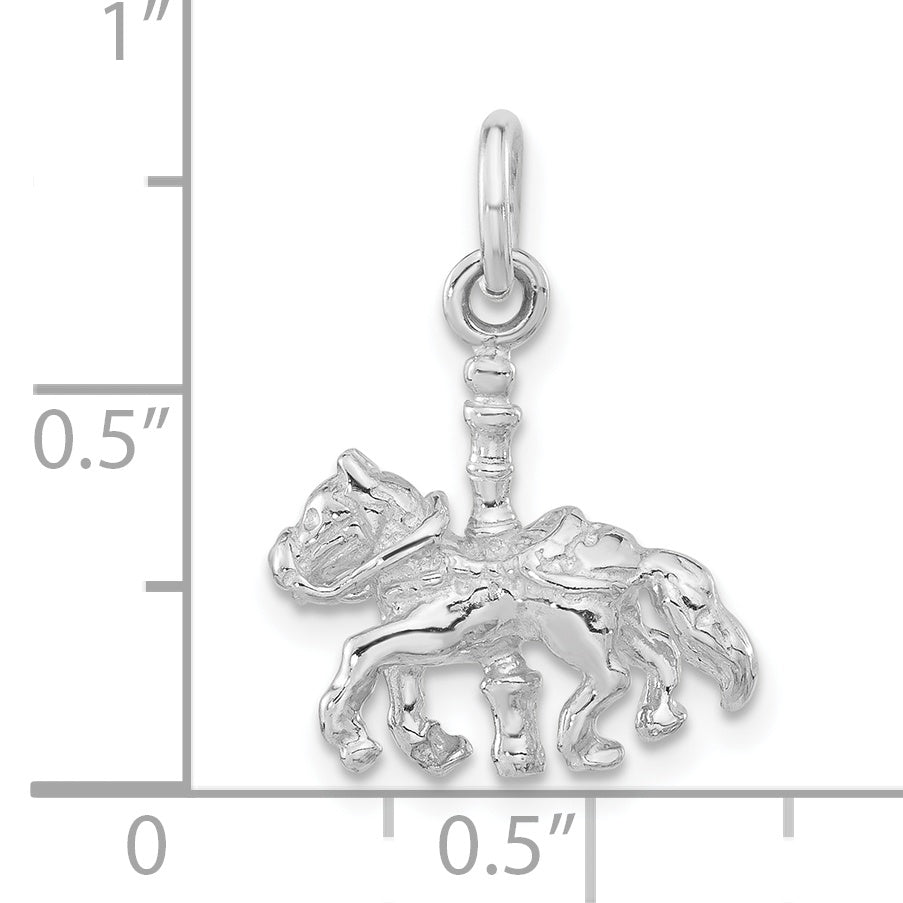 Sterling Silver 3-D Polished Carousel Horse Pendant