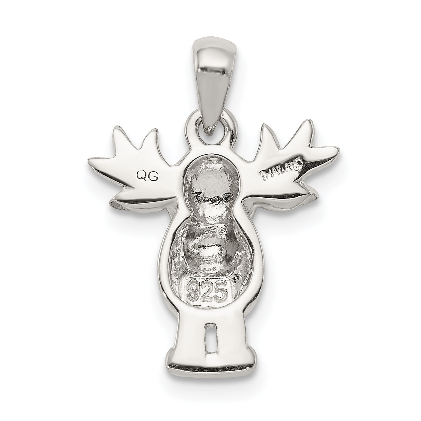 Sterling Silver Rhodium-Plated Polished/Satin Moose Pendant