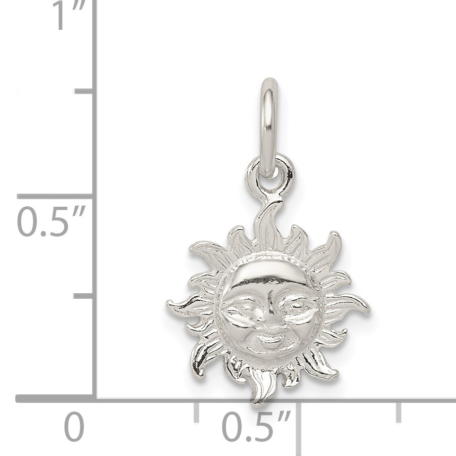 Sterling Silver Polished Face In Sun Pendant