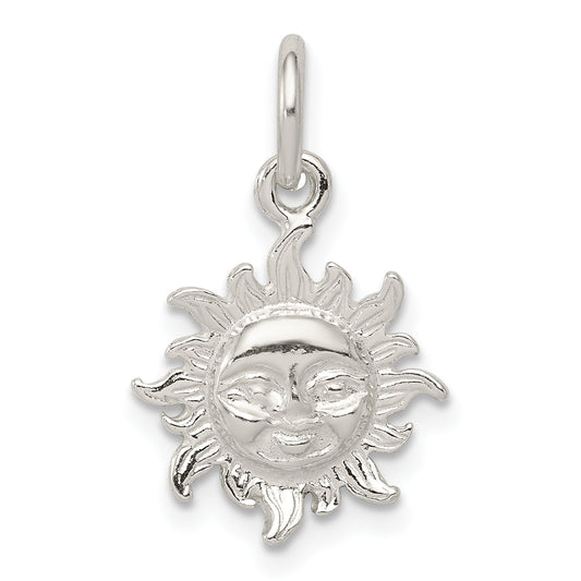 Sterling Silver Polished Face In Sun Pendant