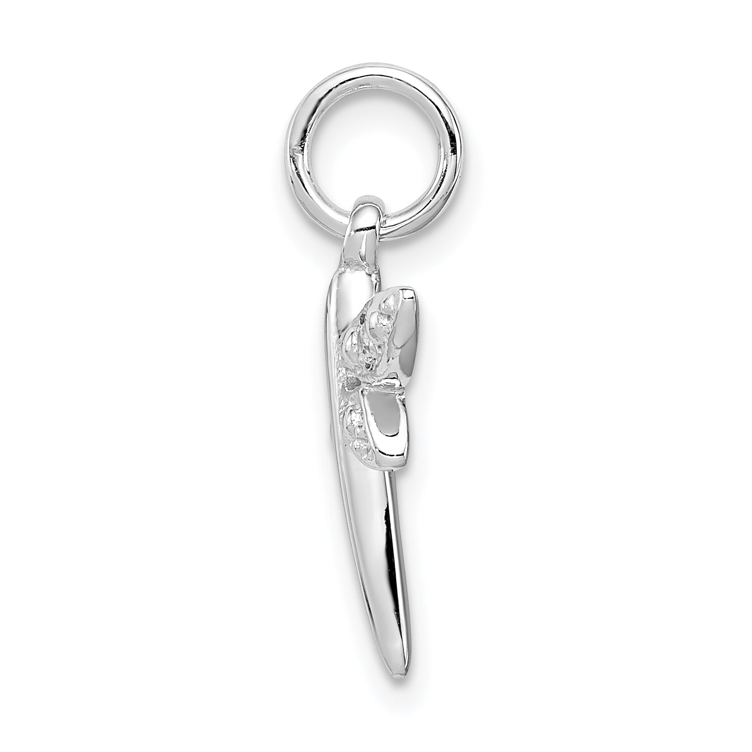 Sterling Silver Rhodium-Plated Cz Dragonfly Pendant