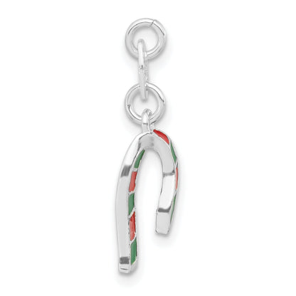 Sterling Silver Polished Enameled Christmas Scarf Charm