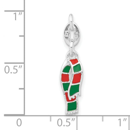 Sterling Silver Polished Enameled Christmas Scarf Charm